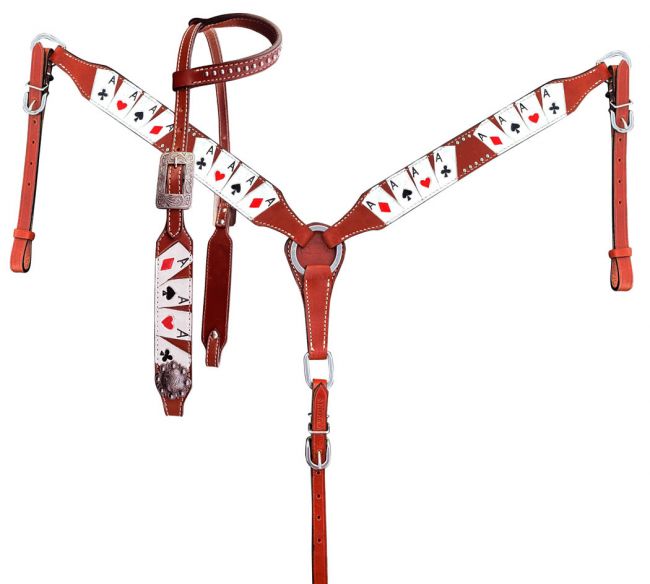 Showman ® "Four of A Kind" Print One Ear Headstall and Breast collar Set Default Shiloh