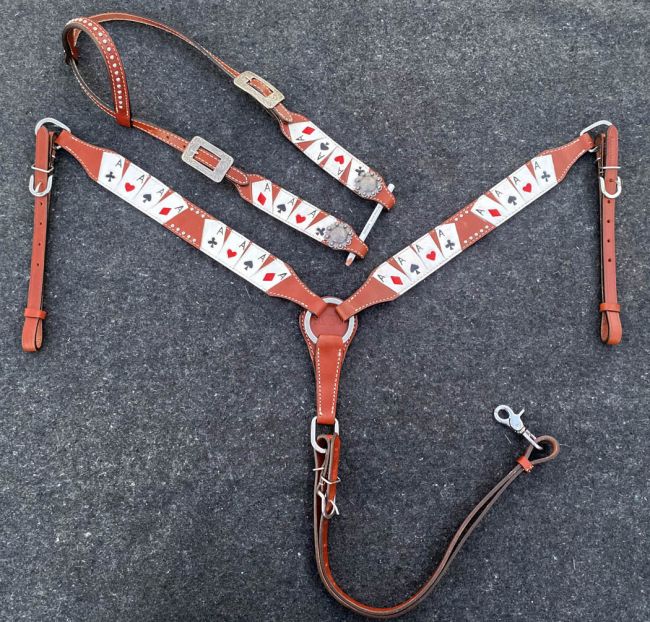 Showman ® "Four of A Kind" Print One Ear Headstall and Breast collar Set Default Shiloh