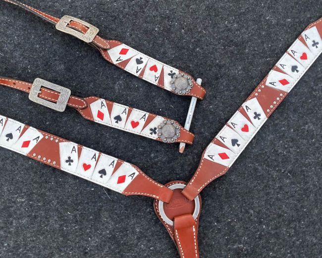 Showman ® "Four of A Kind" Print One Ear Headstall and Breast collar Set Default Shiloh