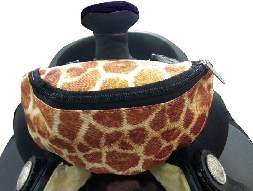 Showman ® Giraffe print Insulated Nylon Saddle Pouch Default Shiloh