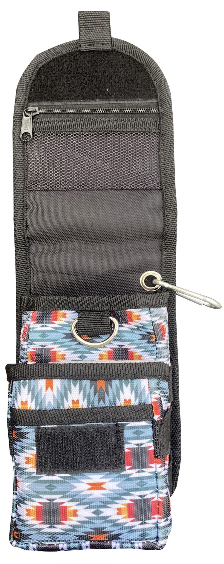 Showman ® Gray Aztec design codura cell phone/accessory case with velcro closure and zipper pocket Default Shiloh