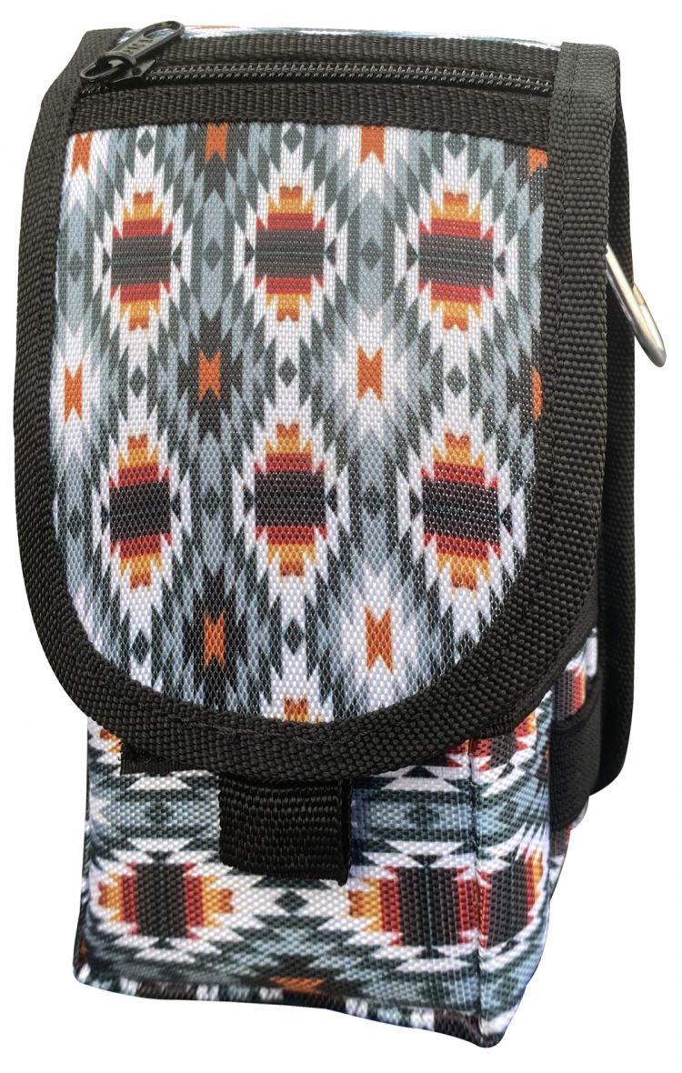 Showman ® Gray Aztec design codura cell phone/accessory case with velcro closure and zipper pocket Default Shiloh