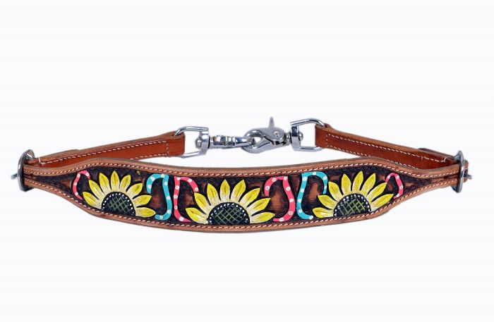 Showman ® Hand painted sunflower design wither strap Default Shiloh