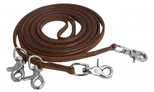 Showman ® Harness leather draw reins with 4 scissor snaps Draw Reins Shiloh