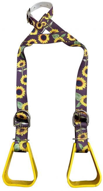 Showman ® Heavy duty nylon adjustable buddy stirrups with a Sunflower print Stirrups Shiloh