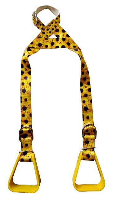 Showman ® Heavy duty nylon adjustable buddy stirrups with a Sunflower print Stirrups Shiloh