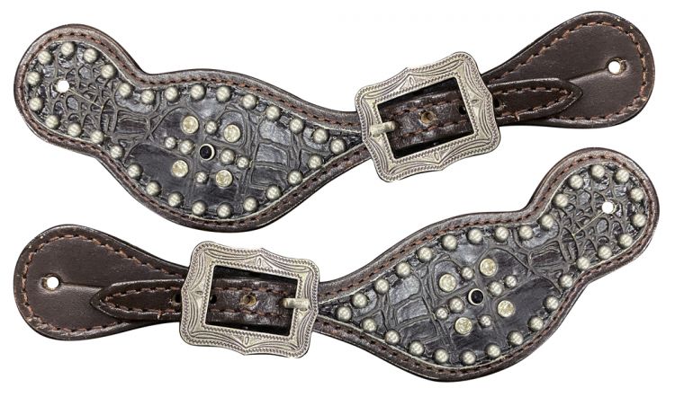 Showman ® Ladies Gator spur straps with silver beading Default Shiloh