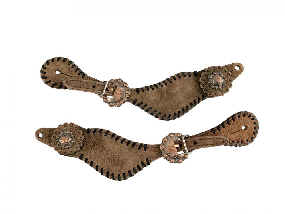 Showman ® Ladies Leather spur straps with BLACK buckstitch trim Default Shiloh