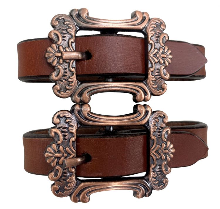 Showman ® Leather slobber straps with copper buckles Default Shiloh