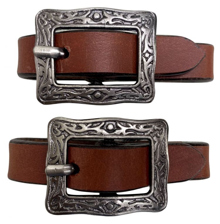 Showman ® Leather slobber straps with silver buckles Default Shiloh