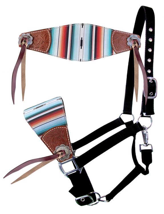 Showman ® Nylon bronc halter with printed serape inlay and cowboy tie accents Default Shiloh