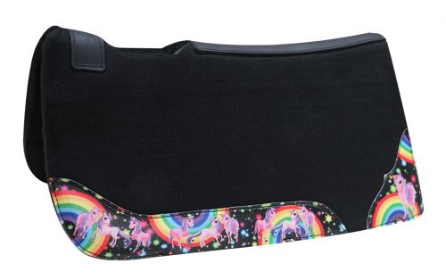 Showman ® PONY SIZE 24" x 24" Rainbow unicorn print felt pad Western Saddle Pad Shiloh