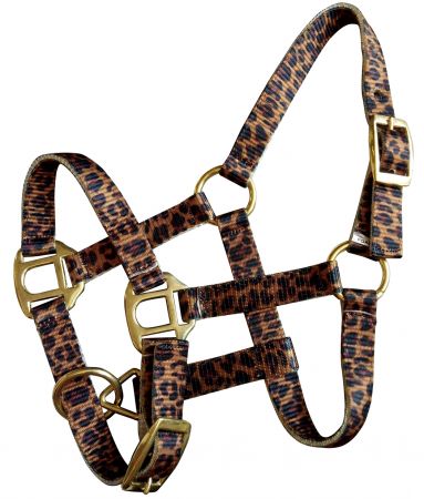Showman ® Premium nylon cheetah halter with brass hardware Default Shiloh