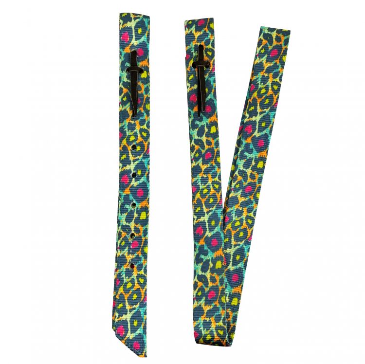 Showman ® Rainbow Cheetah Print Nylon tie strap and Off Billet set Default Shiloh