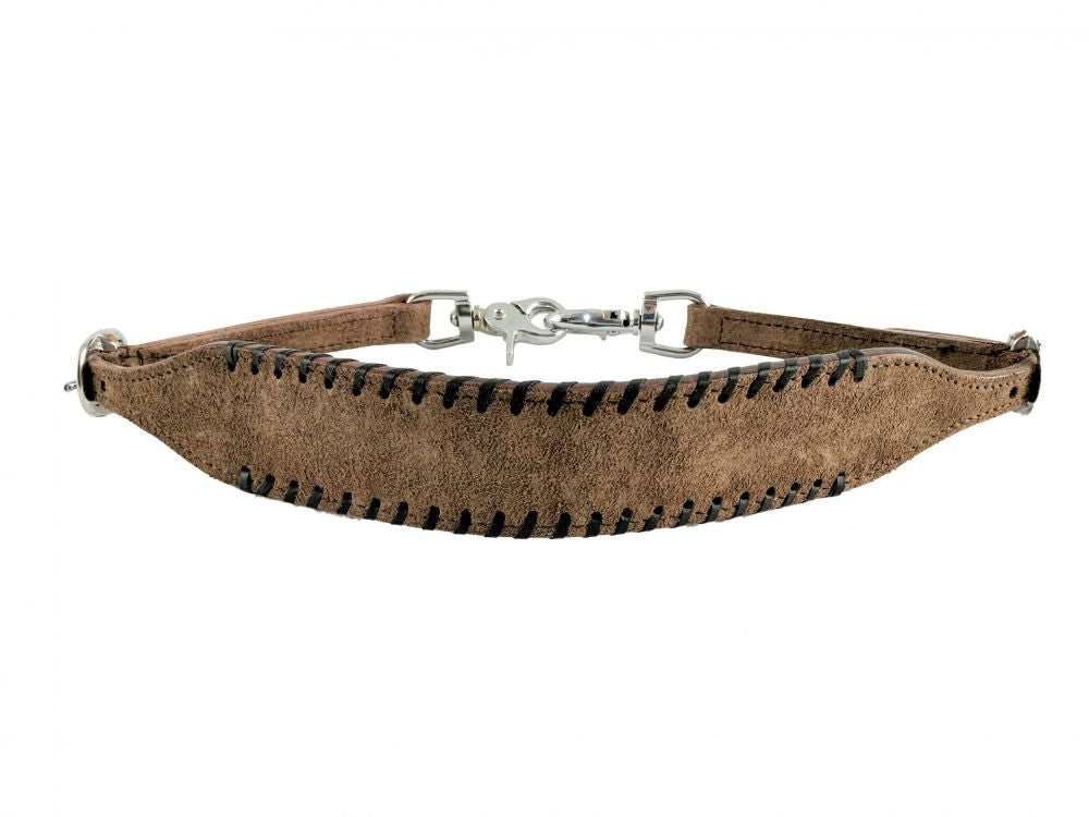 Showman ® Rough Out Chocolate wither strap with black rawhide lacing Default Shiloh