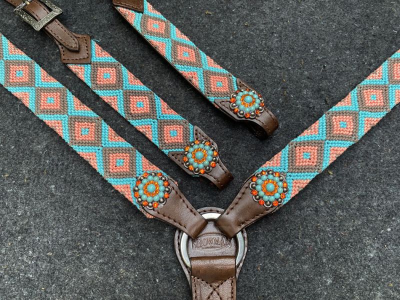 Showman ® Southwest Woven Fabric One Ear Headstall and Breast collar Set Default Shiloh