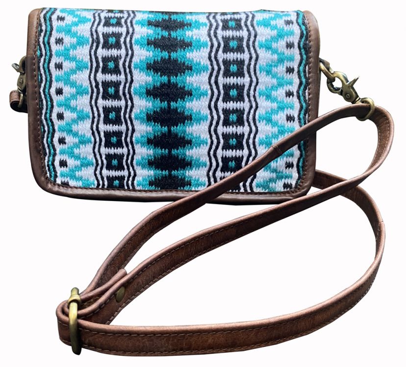 Showman ® Wool Saddle Blanket Leather Crossbody Bag with adjustable crossbody strap Default Shiloh