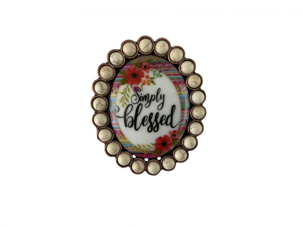 Simply Blessed Pop Up Phone Grip with Stand- features a white stone design with floral print