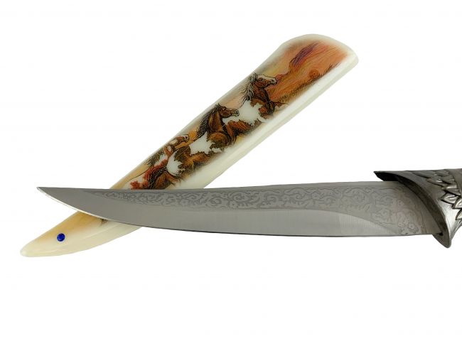 Stainless Steel 13-3/4" Knife with Running Horse scabbard Default Shiloh