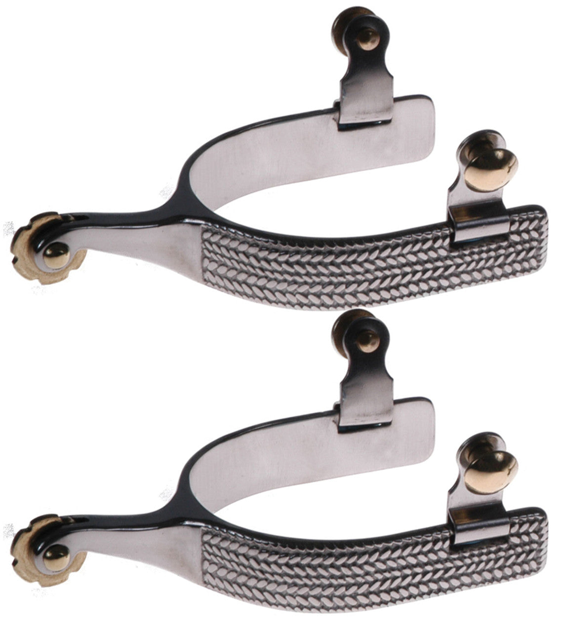 Stainless Steel Basket Weave Spurs 3/4" Band-TexanSaddles.com