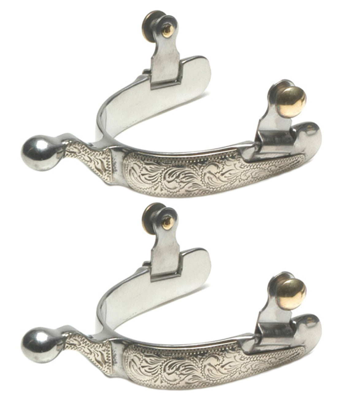 Stainless Steel Engraved Show Spurs-TexanSaddles.com
