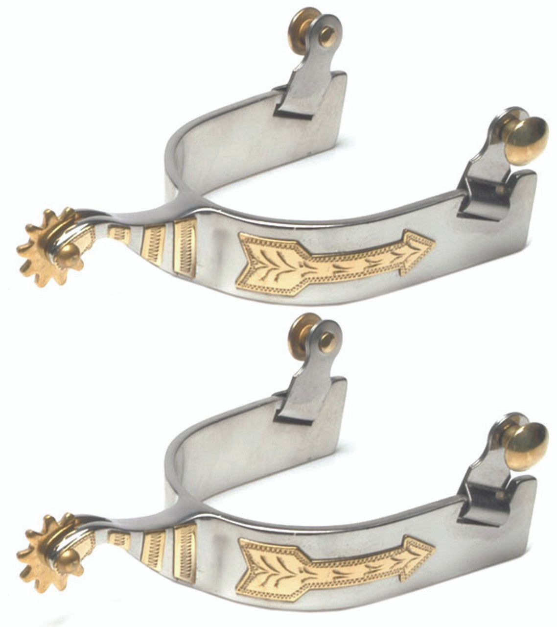 Stainless Steel Roper Spurs Engraved Trim-TexanSaddles.com