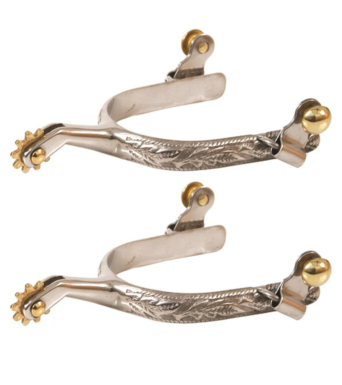 Stainless Steel Spurs with Leaf Design-TexanSaddles.com
