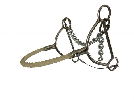 T5960: REINSMAN Stainless Steel Hackamore with Rope Noseband, cheeks measure 6" Bits Showman Saddles and Tack