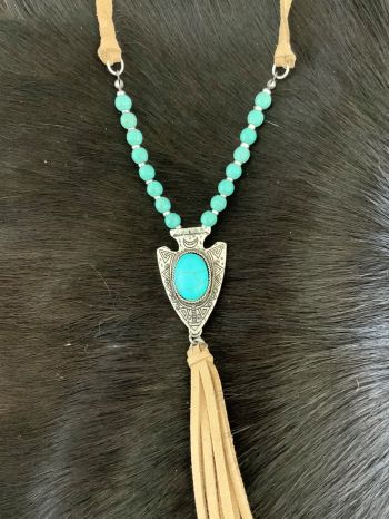 WN0147SBTQS: 24" suede necklace w/ adjustable chain with lobster claw clasp, necklace features si Primary Showman Saddles and Tack