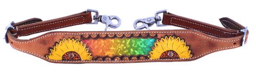 WS-12: Showman ® Hand painted sunflower wither strap with multi colored metallic inlay Primary Showman