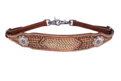 WS-22: Showman ® wither strap with gold and pearl beaded inlay Wither Stap Showman