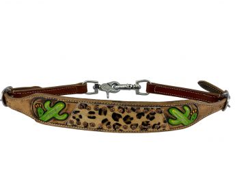 WS-29: Showman ® wither strap with a painted cactus design, cheetah hair on inlay and copper be Primary Showman