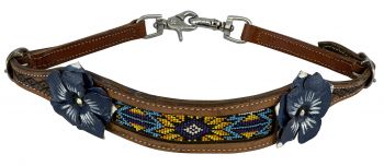 WS-33: Showman ® Hand painted 3D flower wither strap with beaded center Primary Showman
