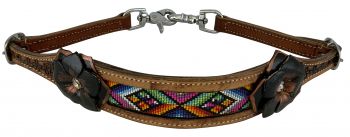 WS-34: Showman ® Hand painted 3D flower wither strap with beaded center Primary Showman