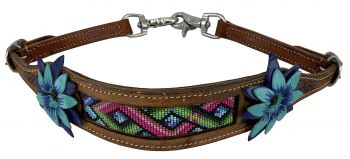 WS-35: Showman ® Hand painted 3D flower wither strap with beaded center Primary Showman