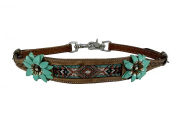 WS-38: Showman ® Hand painted 3D flower wither strap with beaded center Primary Showman