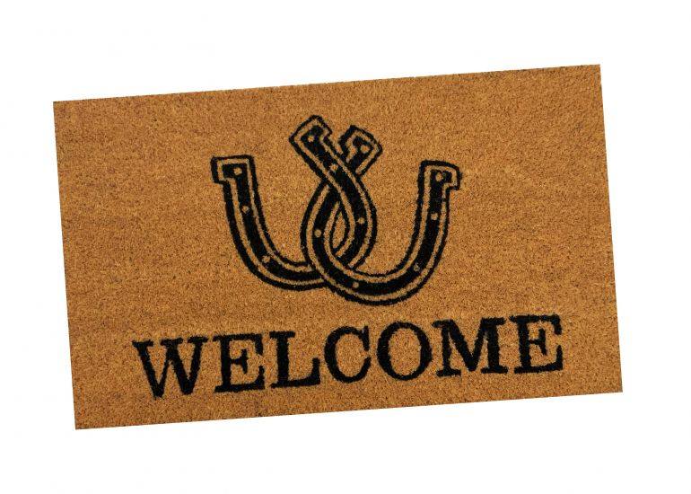 Welcome Double Horseshoe Design Outdoor Door Mat Default Shiloh