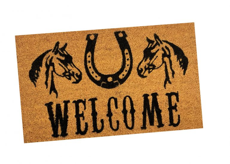 Welcome Horseshoe & Horsehead Design Outdoor Door Mat Default Shiloh