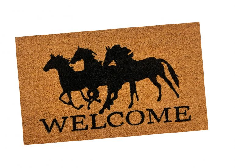 Welcome Running Horse Design Outdoor Door Mat Default Shiloh
