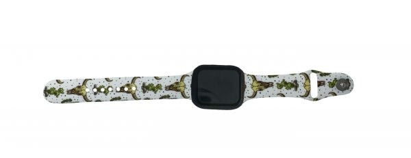 White Silicone Apple Watch Band with Skull & Cactus Design Default Shiloh