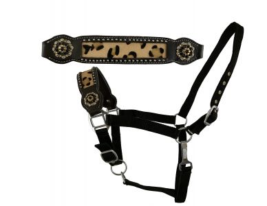 Nylon collection image featuring #202628: Showman ® Nylon bronc halter with hair on cheetah inlay accent
