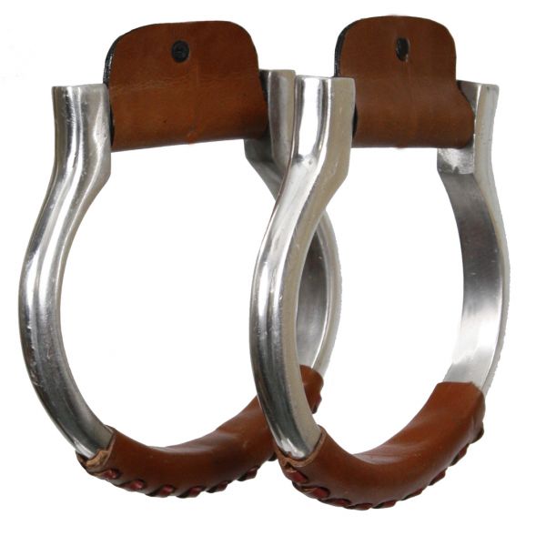 Ox Bow Stirrups collection image featuring #4754: Showman polished aluminum ox bow stirrups