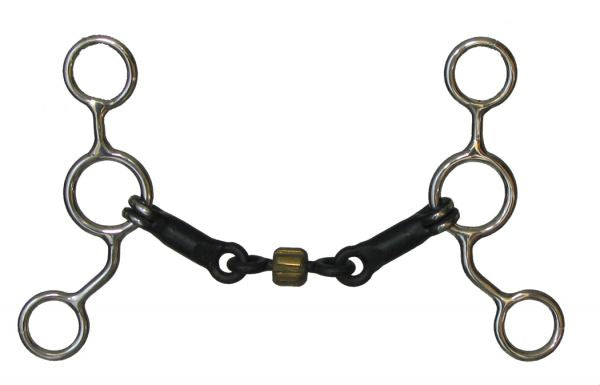 Roller Bits for Horses collection image featuring #17204: Showman™ stainless steel JR Cowhorse bit with 5" shanks, 5" sweet iron 3 piece snaffle with