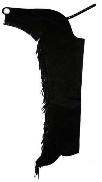Western apparel and accessories collection with leather chinks, chaps, and holsters