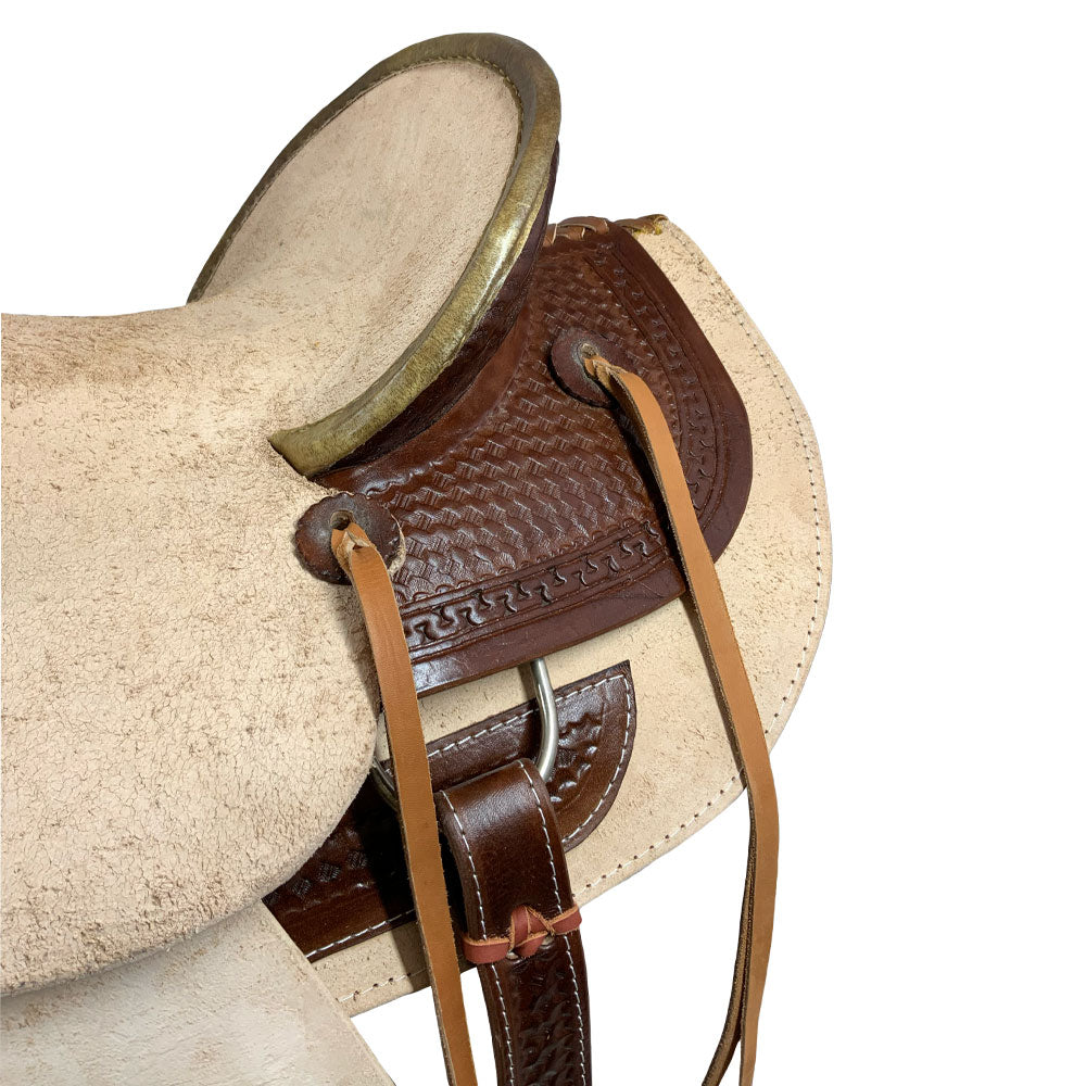 Buffalo Saddlery Rugged Outlaw Natural Roughout Roper Style Saddle - 16 Inch