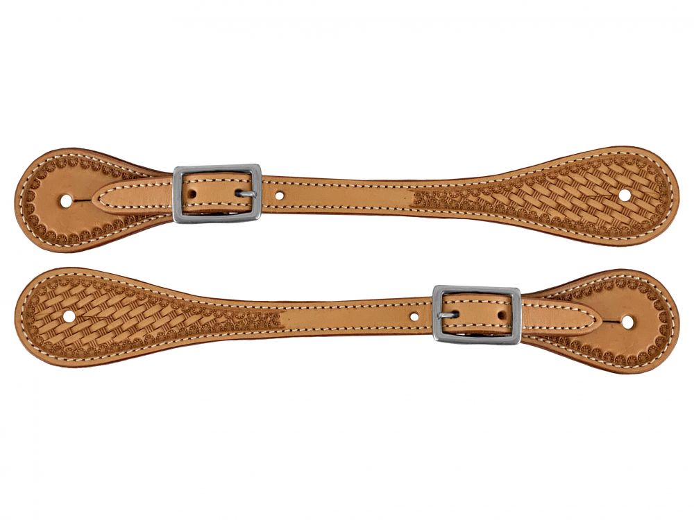 Bracelets De Mollets En Cuir De Vache Showman - Finsitions Fil Barbelé (Neufs)
