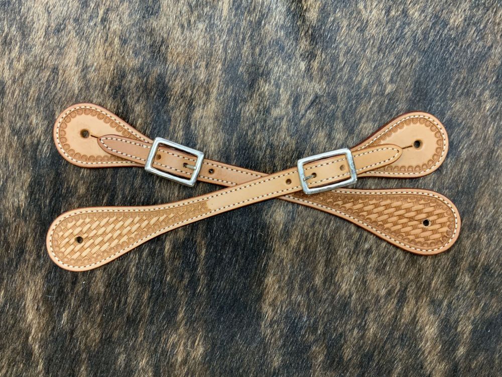 Showman Argentina Cow Leather Men's Basketweave Spur Straps