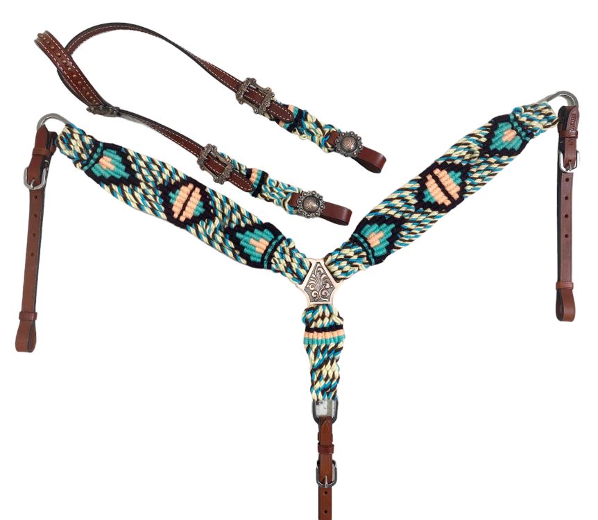 Showman Glade Corded One Ear Headstall and Breastcollar Set