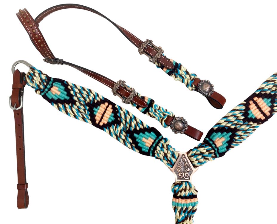 Showman Glade Corded One Ear Headstall and Breastcollar Set