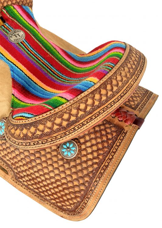 13" Double T Youth Hard Seat Western saddle with Wool Serape Accents